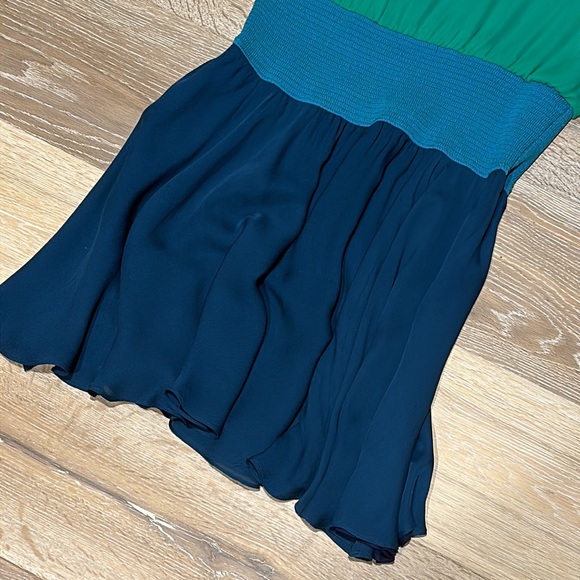 Halston chiffon spaghetti strap green and blue dress - Picture 8 of 8